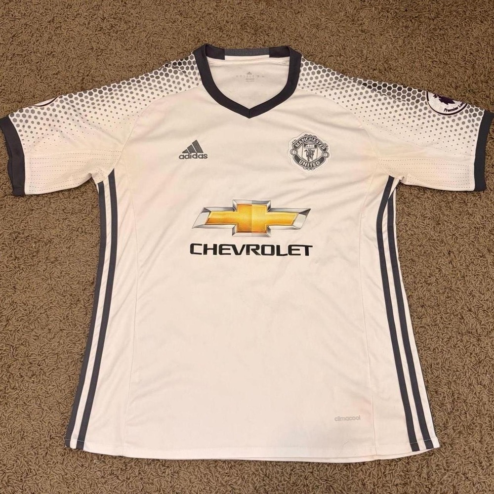 Adidas Manchester United Pogba 6 Away Jersey White Soccer Shirt Mens Large